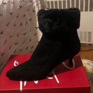 Impo Black Faux Fur Cuff Ankle Booties